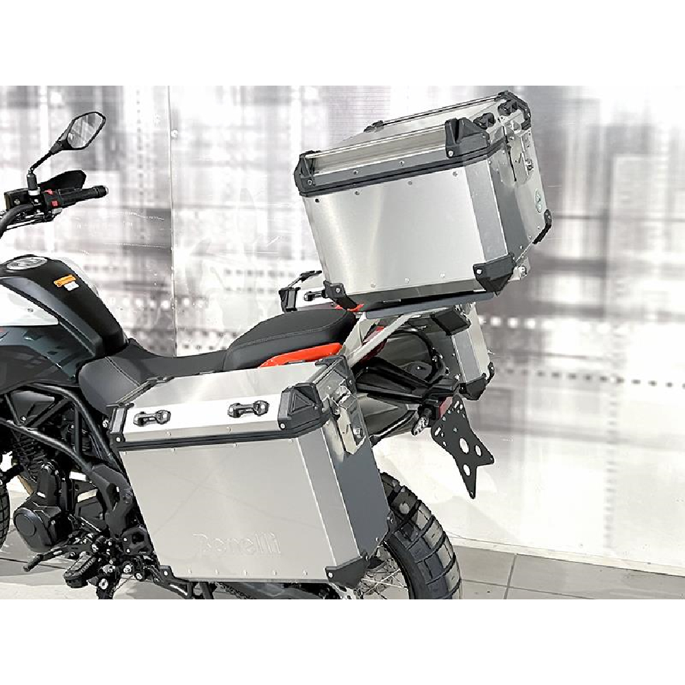 TRIS 3 BAULETTI ORIGINALI BENELLI E STAFFE TRK 702X NUOVO E ORIGINALE